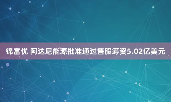 锦富优 阿达尼能源批准通过售股筹资5.02亿美元